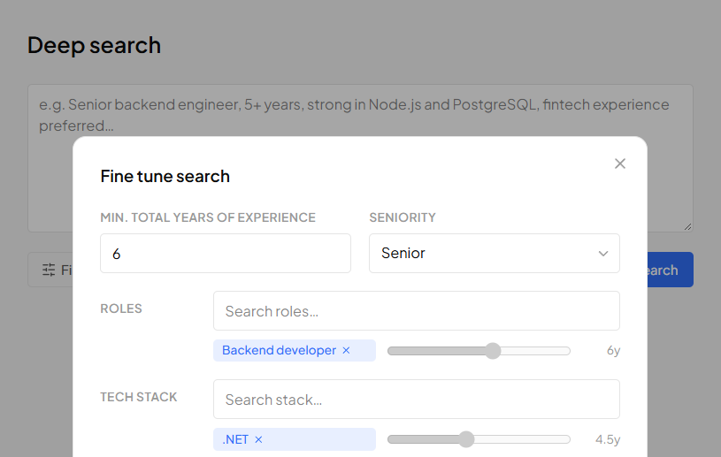 A job description parsed into structured requirements